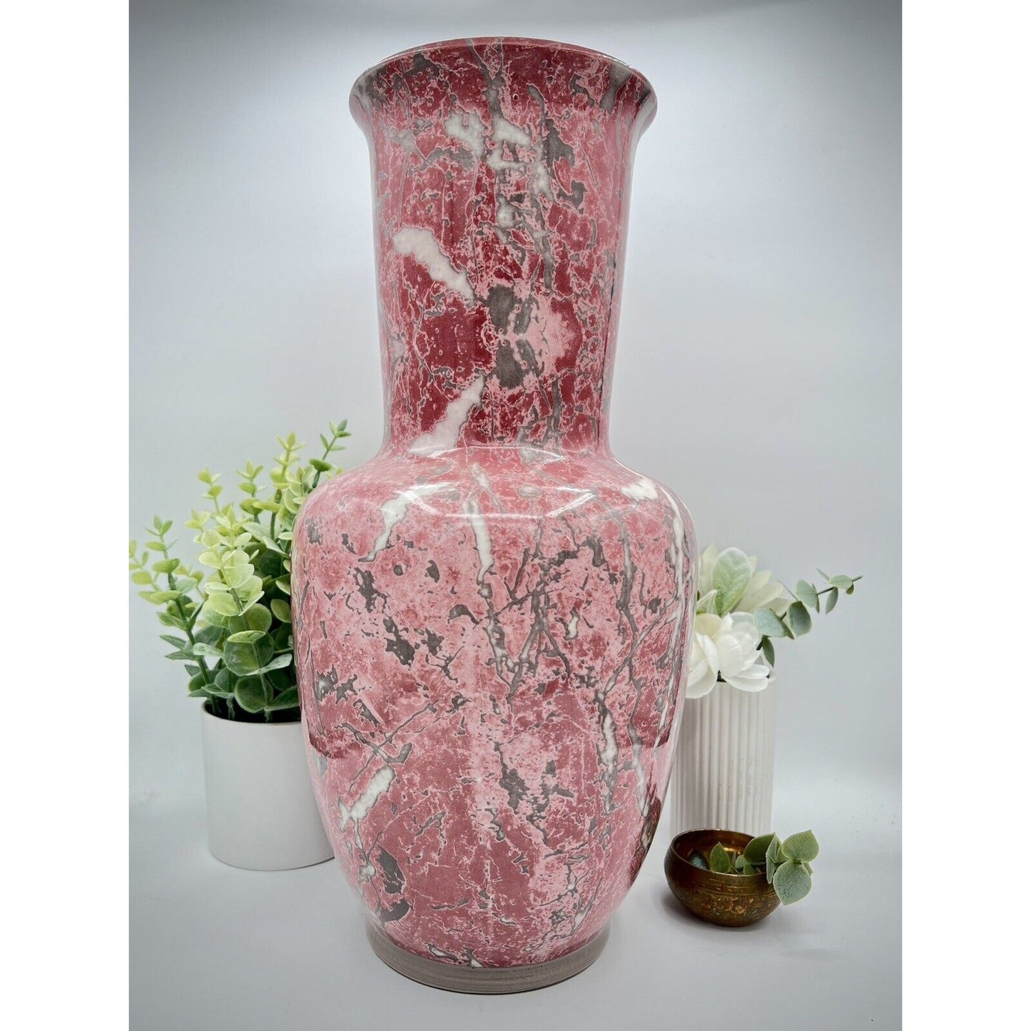 Italian Pink, Gray, and White Large Vase