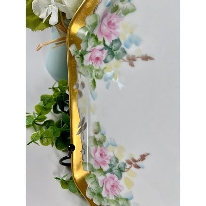 Limoges Bernardaud "B & Co" Stamped Floral Dresser Tray with Gold Trim