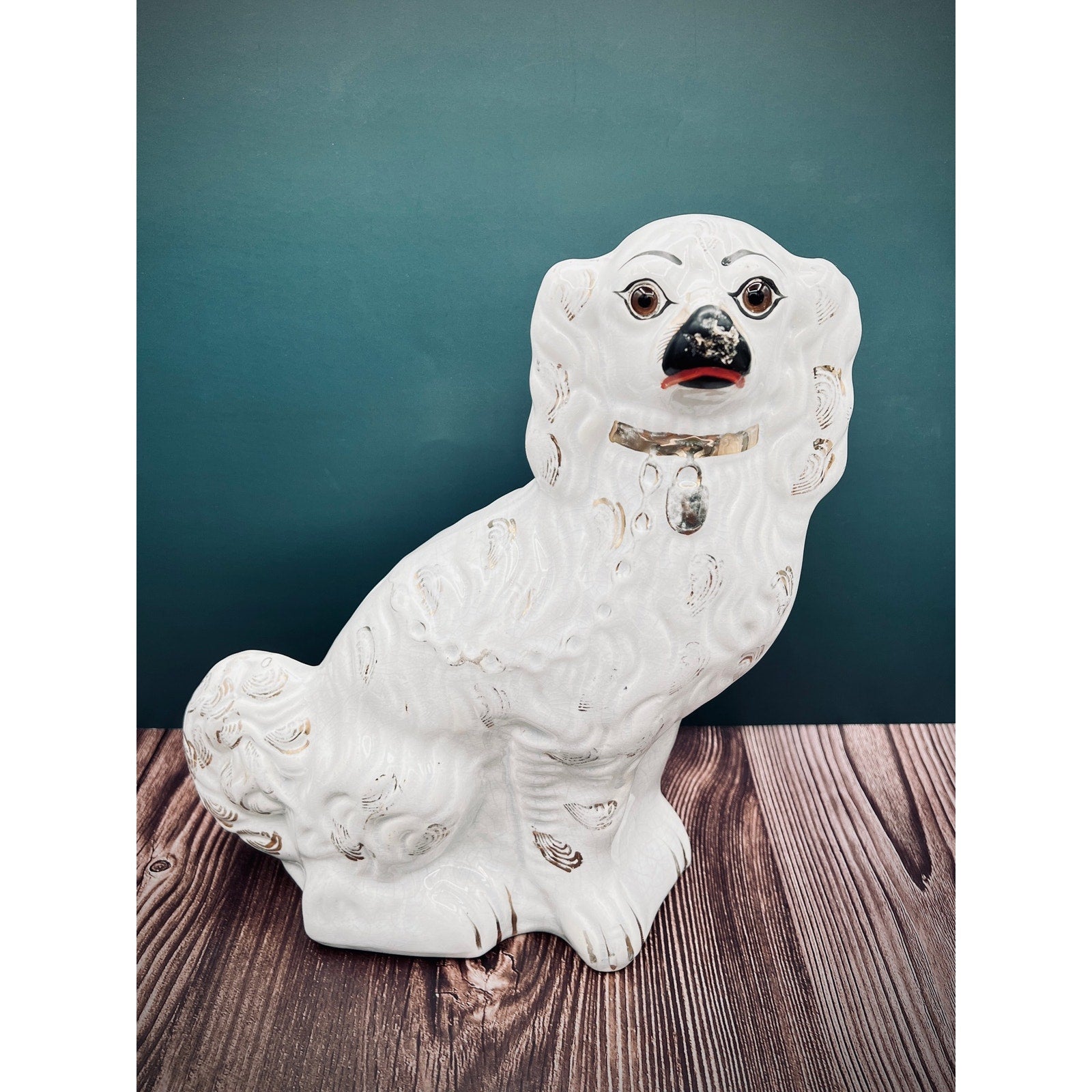 Antique Staffordshire Porcelain Dog Figurines - Pair of Collectible English Ceramic Dogs