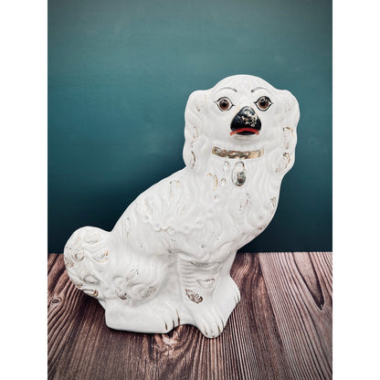 Antique Staffordshire Porcelain Dog Figurines - Pair of Collectible English Ceramic Dogs