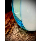 Carlo Moretti Italian Blue and Cream Striped Carousel Vase