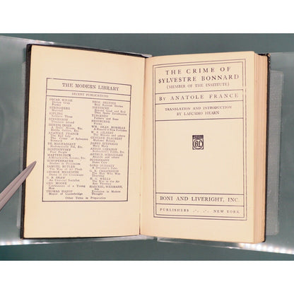 The Crime Of Sylvestre Bonnard, by Anatole France, 1917 Modern Library Edition