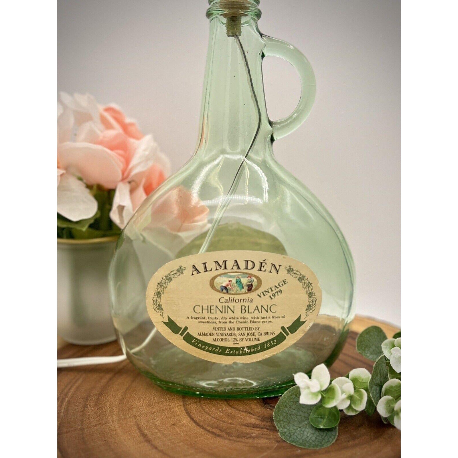 Vintage French Wine Green Glass Bottle Table Lamp