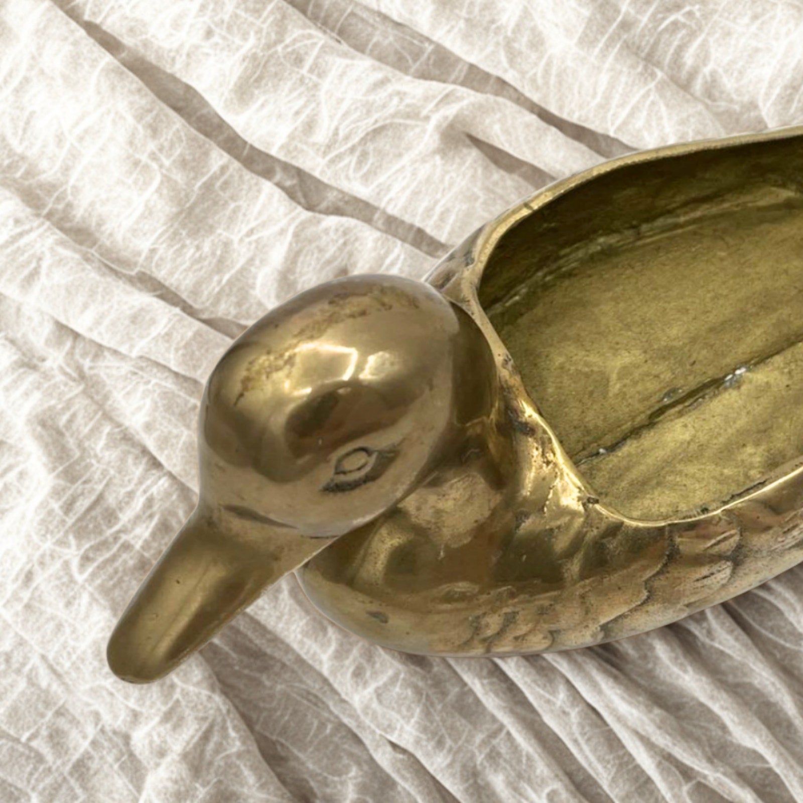 Vintage Brass Duck Trinket Box Decorative Storage 11 in Collectible