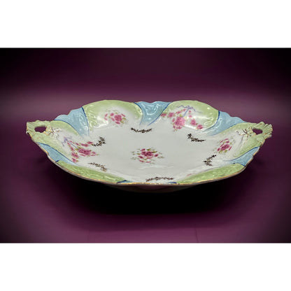 Carl Tielsch German Porcelain 12.5” Platter with Hand-Painted Floral Design and Scalloped Edge