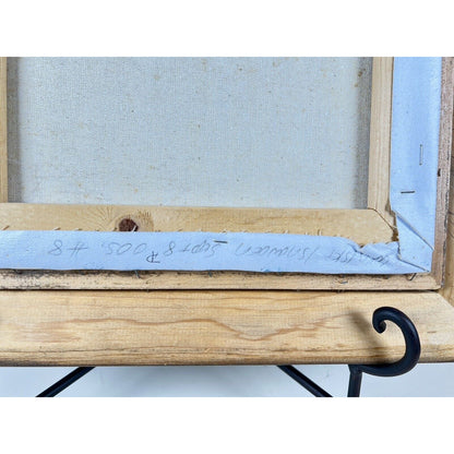 Beader Framed Oil on Canvas of Flowers in a Vase