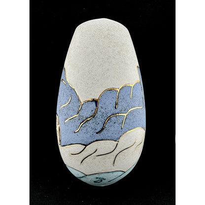 Hand Thrown Southwestern Style Art Pottery 10" Lantern w/ Cutouts & Gold Trim