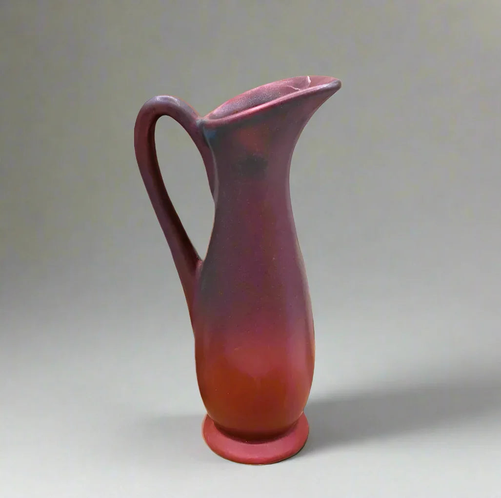 Van Briggle Pottery Matte Mulberry & Blue Art Nouveau Ewer Vase, 7"