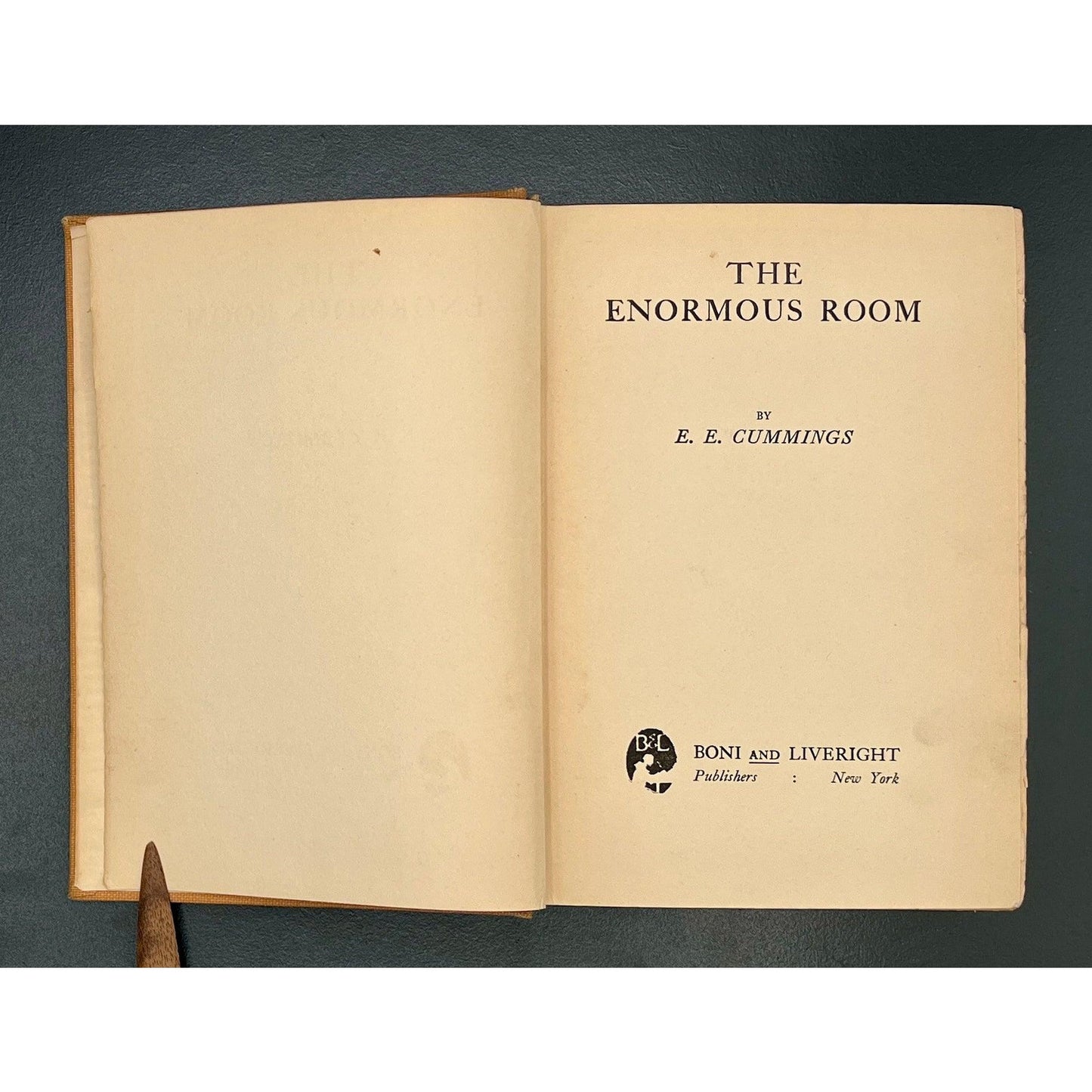 The Enormous Room, E.E. Cummings, 1922 1st Edition, 1st Printing
