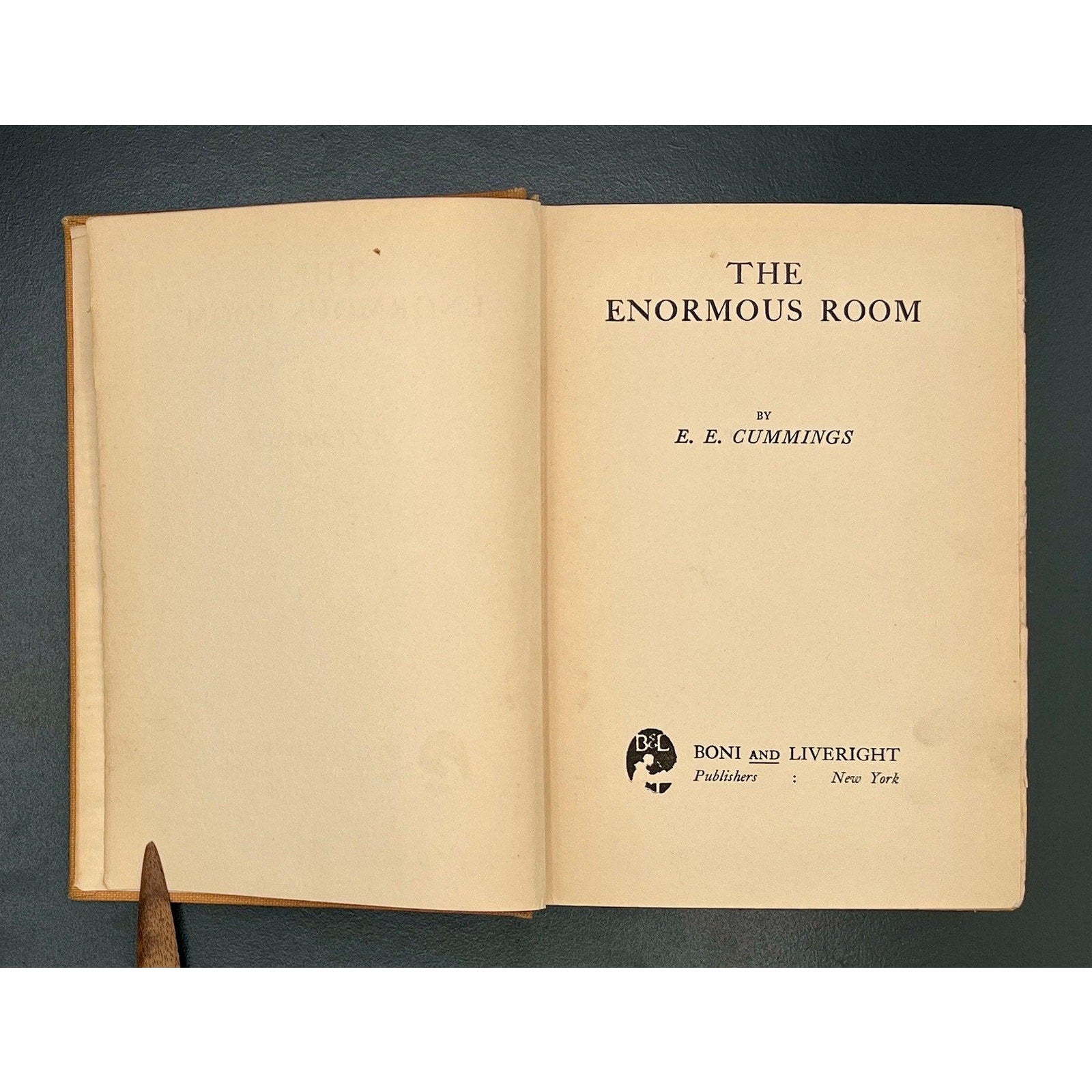 The Enormous Room, E.E. Cummings, 1922 1st Edition, 1st Printing