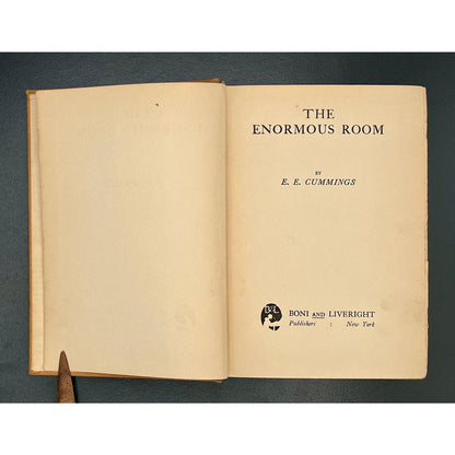 The Enormous Room, E.E. Cummings, 1922 1st Edition, 1st Printing