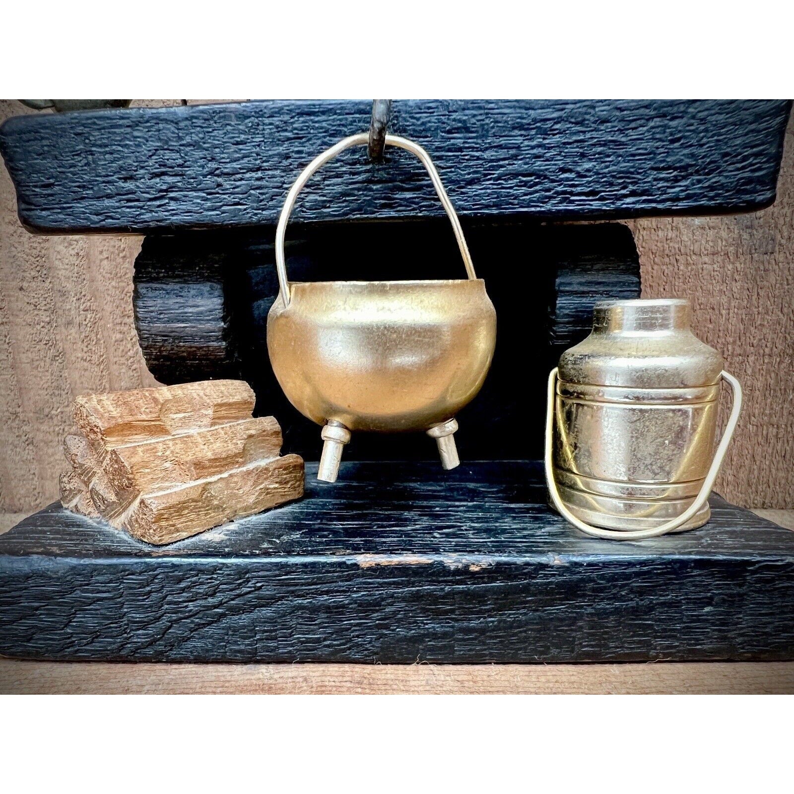 Colonial Dollhouse Miniature Vintage Fireplace Diorama