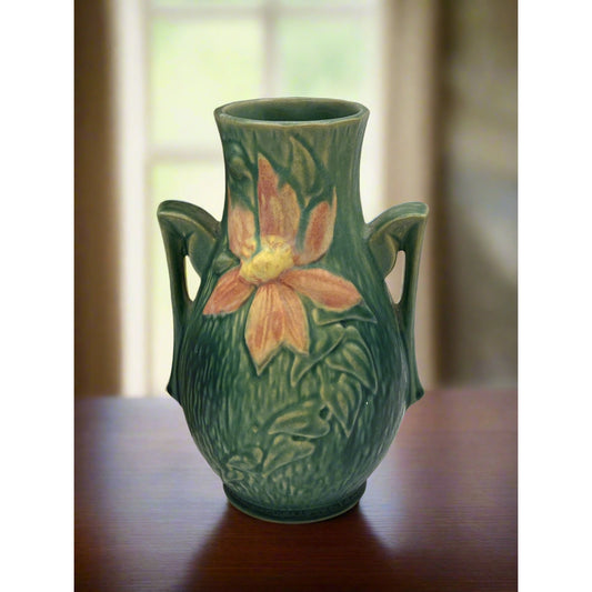 Roseville Pottery Clematis Double-Handled Vase