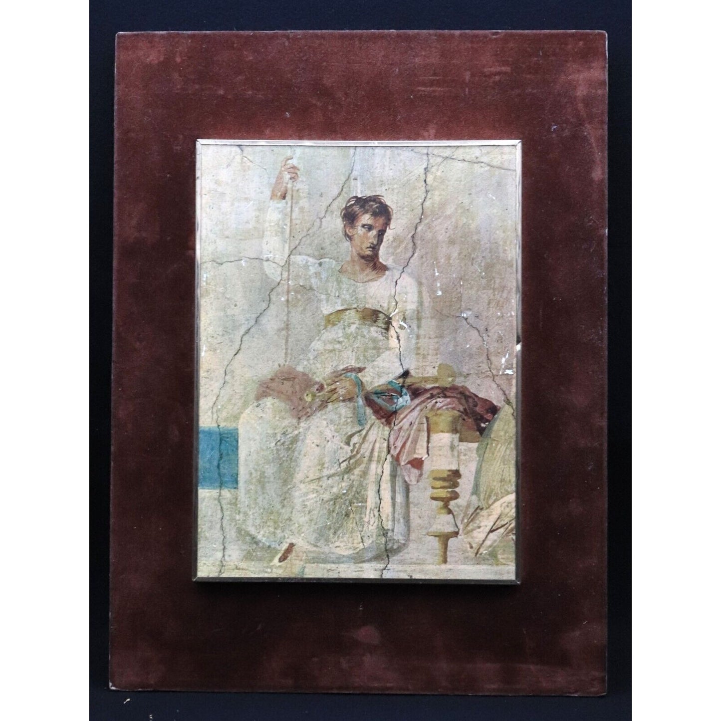 Vintage 16" x 12" Brigita del Forno #041 Pompeian Painting on Velvet