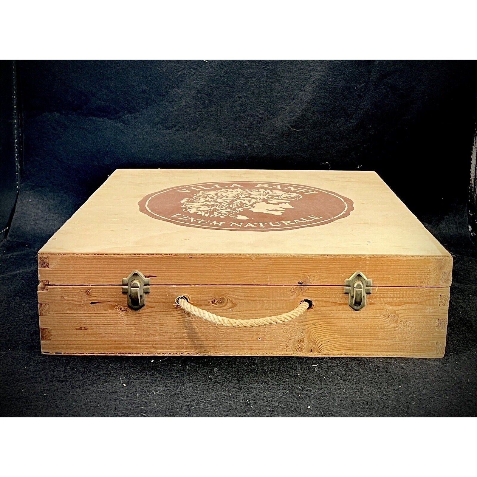Villa Banfi Vintage 14” x 13” Wine Box with Latches and Dovetail Corners