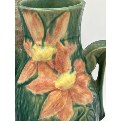 Roseville Pottery Clematis Double-Handled Vase