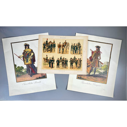 Vintage Military Uniform Prints Set of 3 Kaiserlicher Herald Artillerie