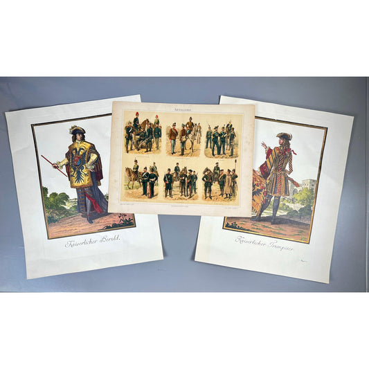 Vintage Military Uniform Prints Set of 3 Kaiserlicher Herald Artillerie