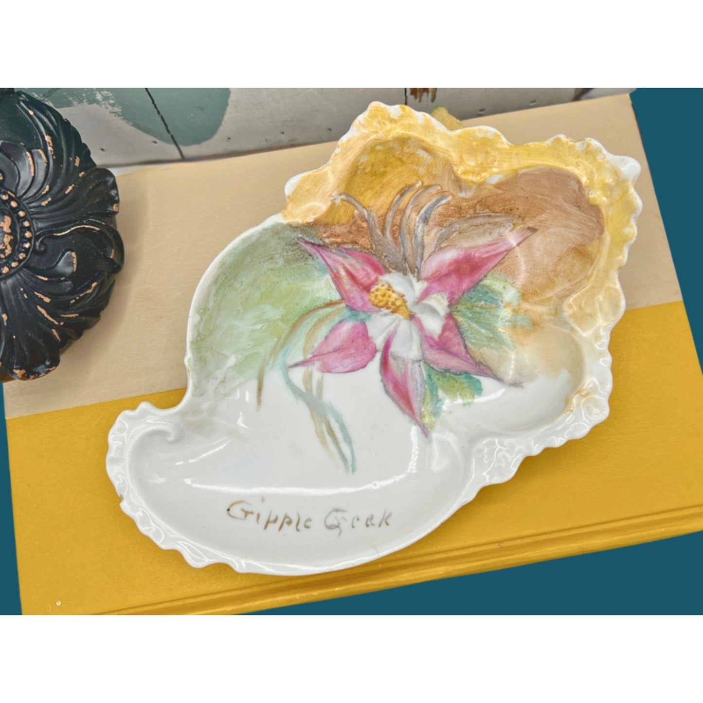 Cripple Creek Hand-Painted Porcelain Dish – Floral Design – Collectible