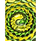 Handblown Midcentury Handkerchief Glass Bowl With Yellow & Green Ribbon Design