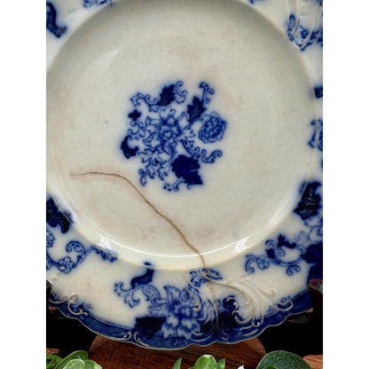 Senator Crown Semi-Porcelain Flow Blue Plate, Cliff England, 1878-1904