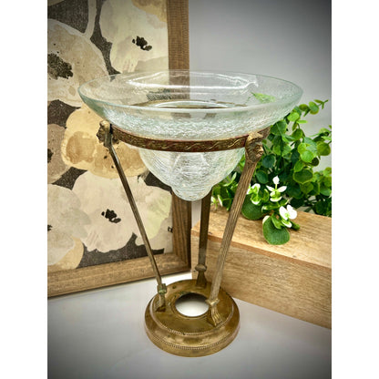 Vintage Brass Conical Vase with Lion Detail