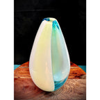 Carlo Moretti Italian Blue and Cream Striped Carousel Vase