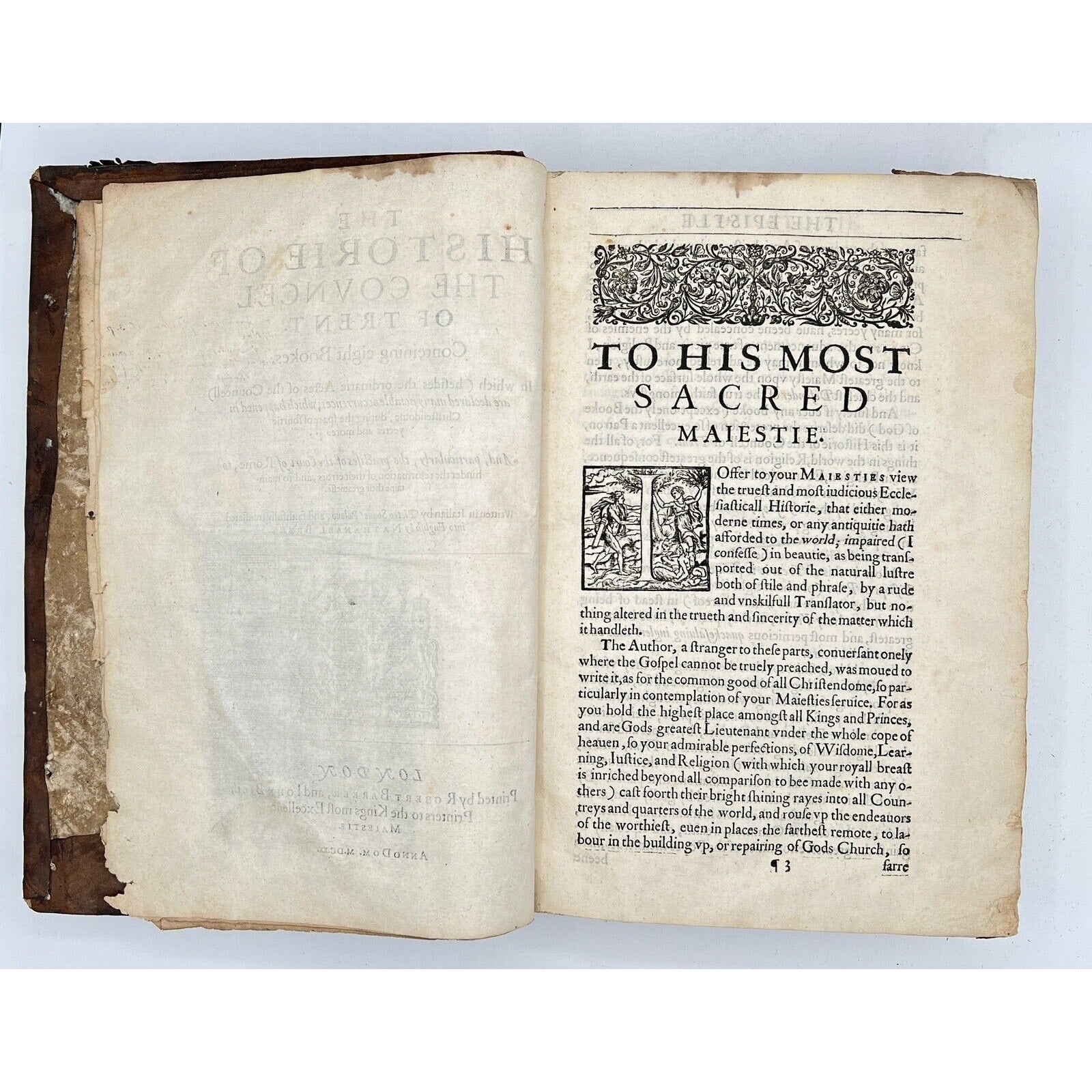 The Historie of the Councel of Trent, 1620 First English Edition w/ Inscriptions