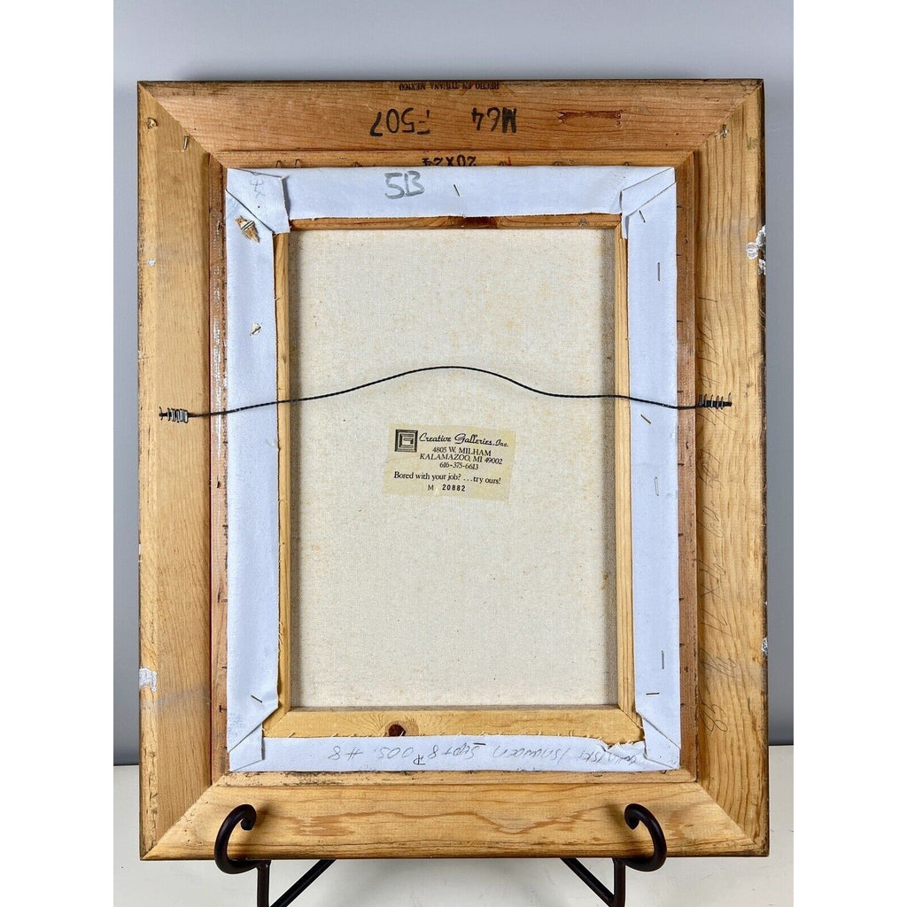 Beader Framed Oil on Canvas of Flowers in a Vase