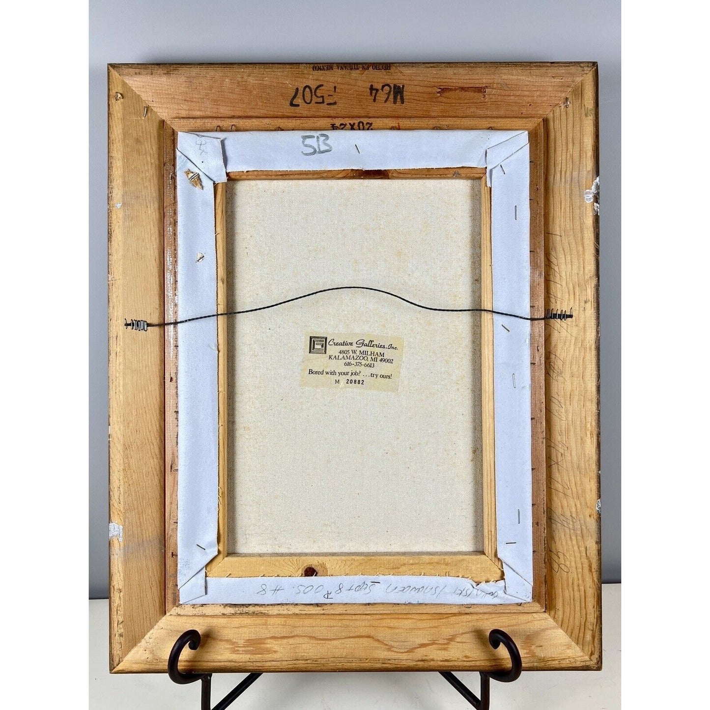 Beader Framed Oil on Canvas of Flowers in a Vase