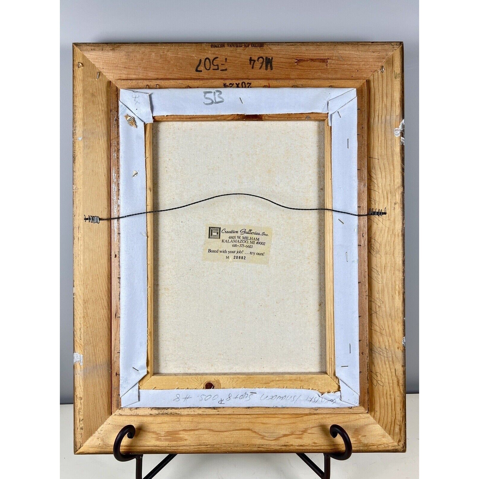 Beader Framed Oil on Canvas of Flowers in a Vase