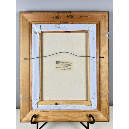 Beader Framed Oil on Canvas of Flowers in a Vase