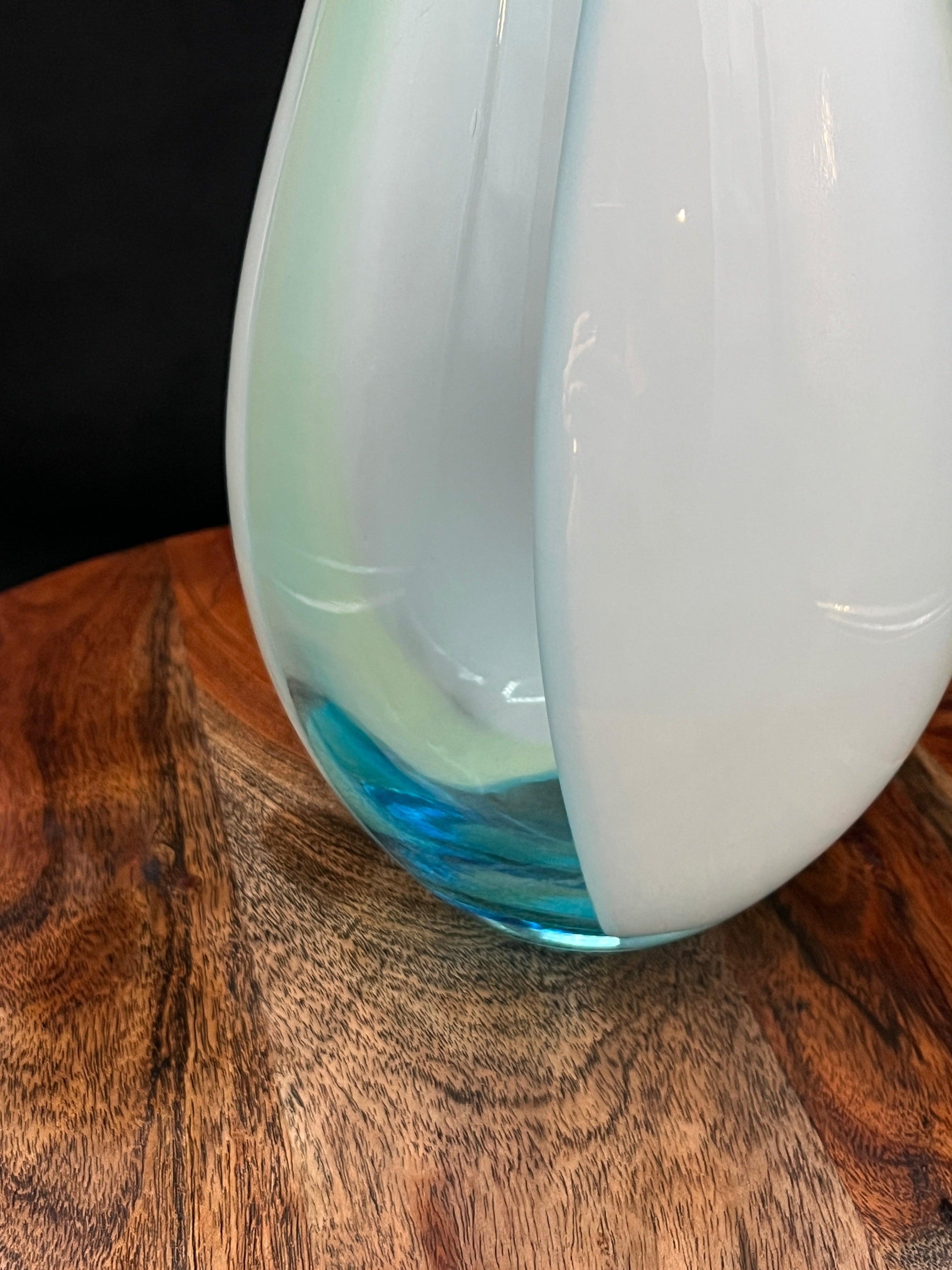 Carlo Moretti Italian Blue and Cream Striped Carousel Vase - That’s My JAmm