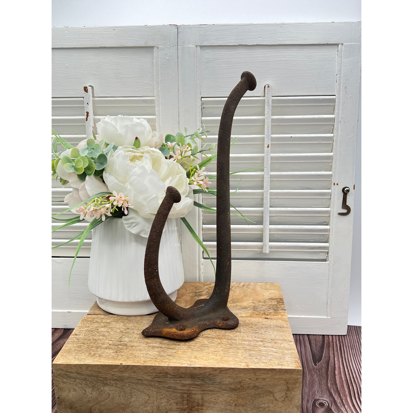 Large Antique Rustic Iron Tackle Hook Hanger