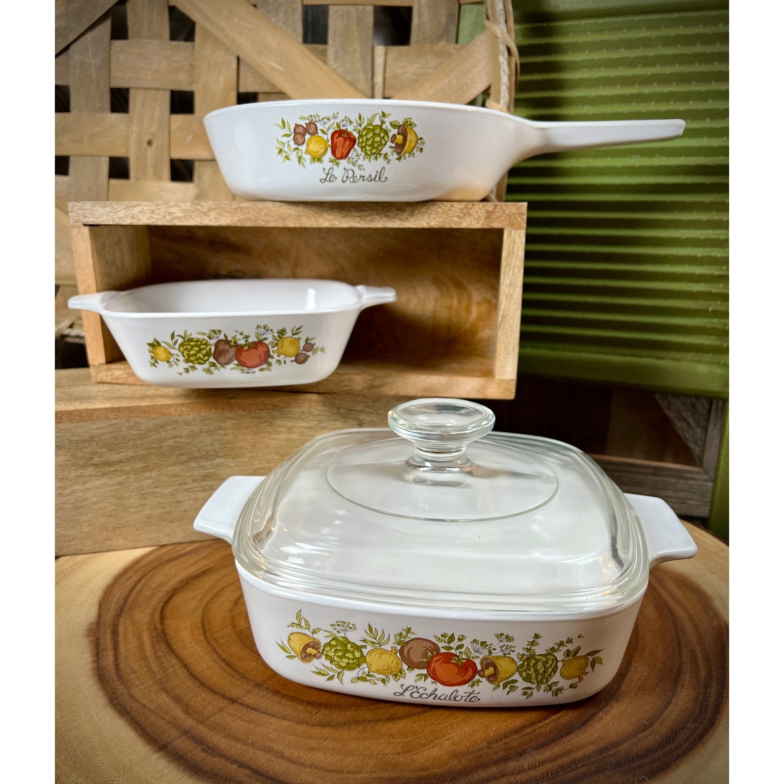 Collection of Three Vintage Corning Ware Spice of Life Dishes