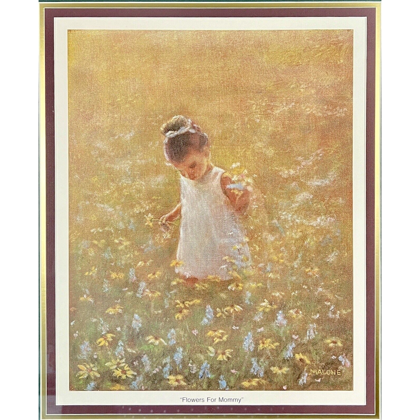Betty Malone “Flowers for Mommy” 20” x 23” Framed Lithograph