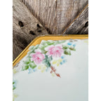 Limoges Bernardaud "B & Co" Stamped Floral Dresser Tray with Gold Trim