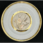 Pair of Art of Chokin 6" 24k Gold Plates Peacock, Duck, Hummingbird, Butterflies