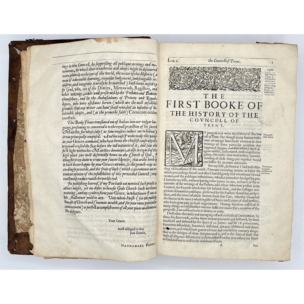 The Historie of the Councel of Trent, 1620 First English Edition w/ Inscriptions