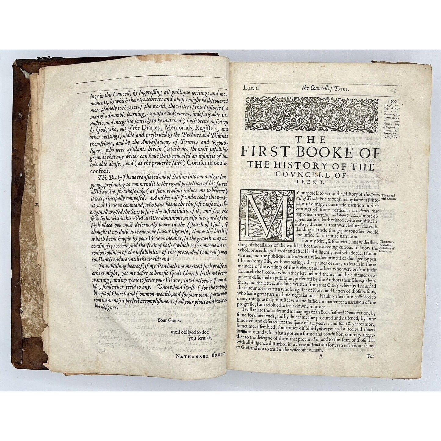 The Historie of the Councel of Trent, 1620 First English Edition w/ Inscriptions