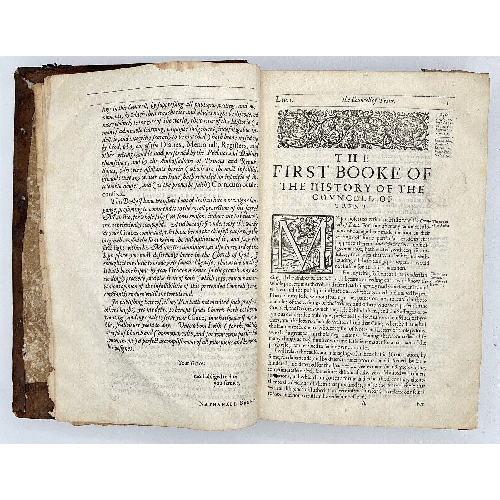 The Historie of the Councel of Trent, 1620 First English Edition w/ Inscriptions