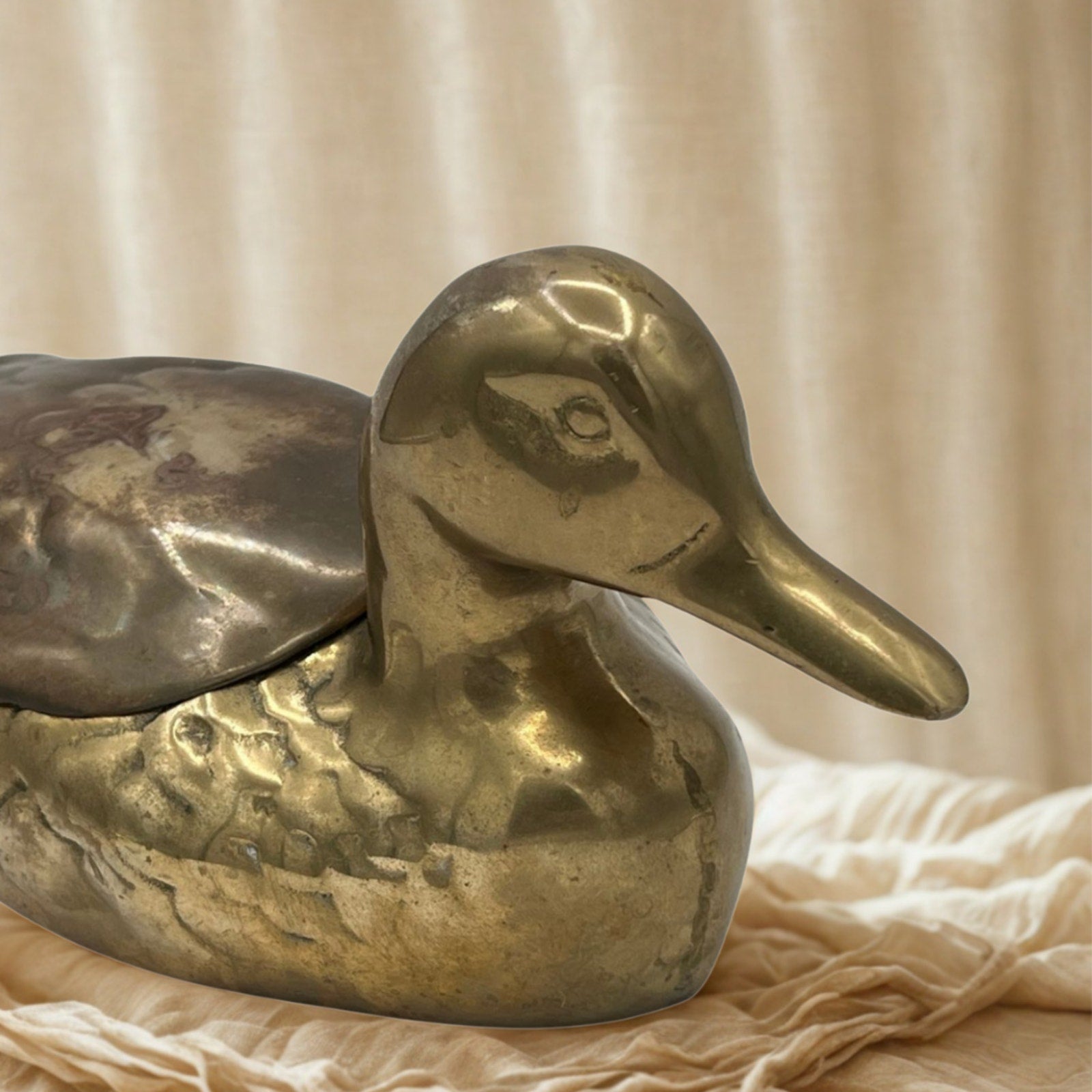 Vintage Brass Duck Trinket Box Decorative Storage 11 in Collectible