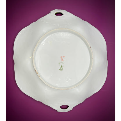 Carl Tielsch German Porcelain 12.5” Platter with Hand-Painted Floral Design and Scalloped Edge