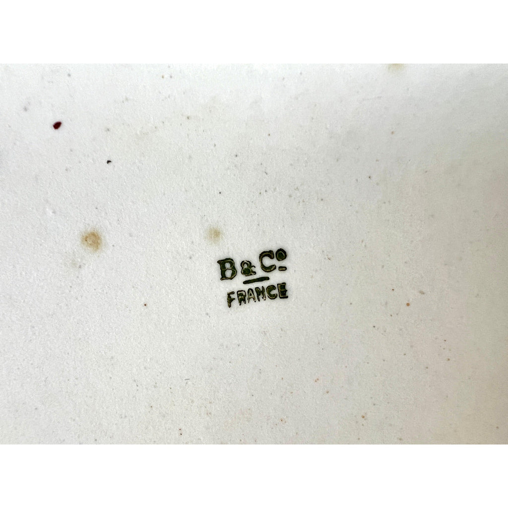 Limoges Bernardaud "B & Co" Stamped Floral Dresser Tray with Gold Trim