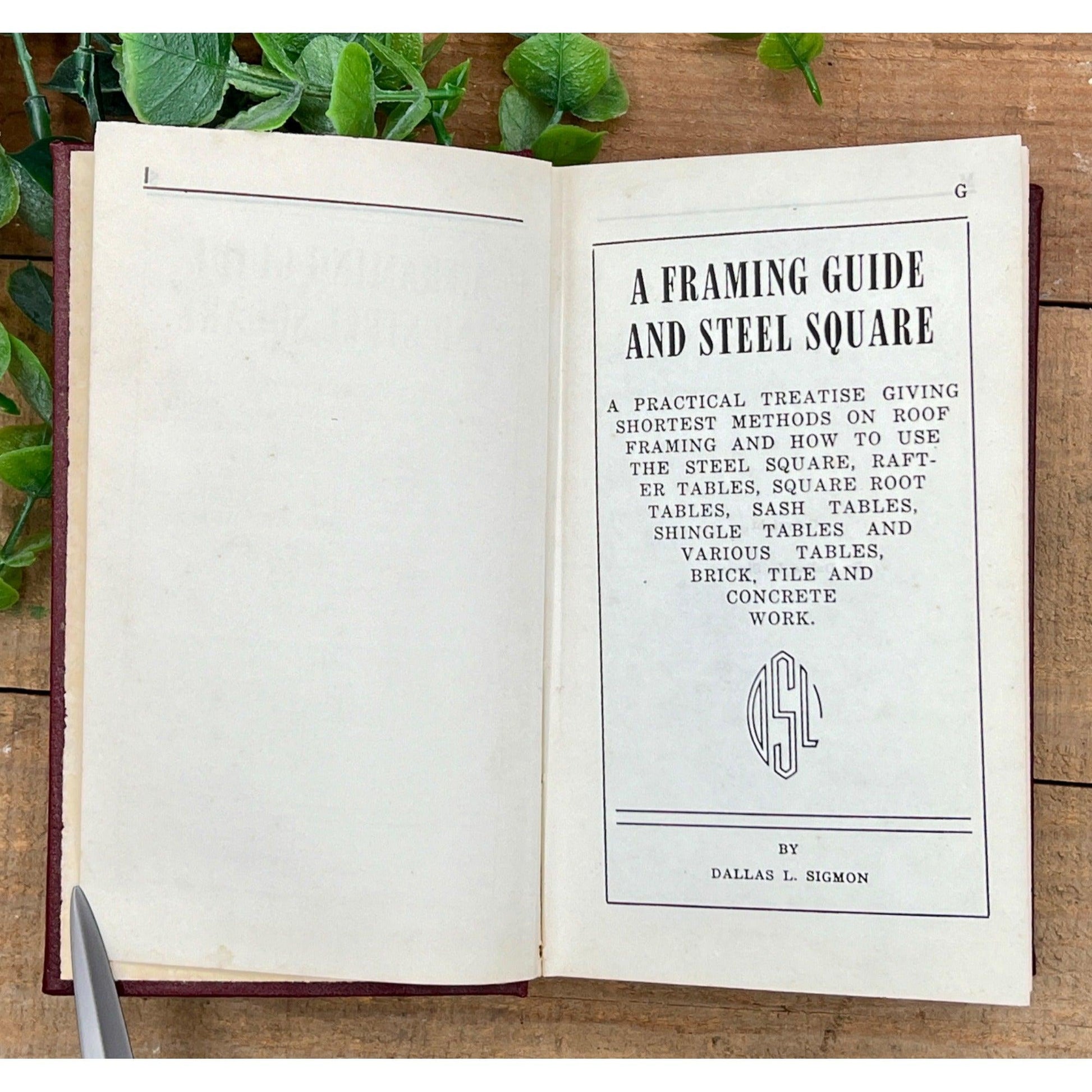 Vintage 1970s "A Framing Guide & Steel Square" Book by Sigmon with Sargent 12” x 8” Steel Square - That’s My JAmm