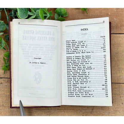 Vintage 1970s "A Framing Guide & Steel Square" Book by Sigmon with Sargent 12” x 8” Steel Square - That’s My JAmm