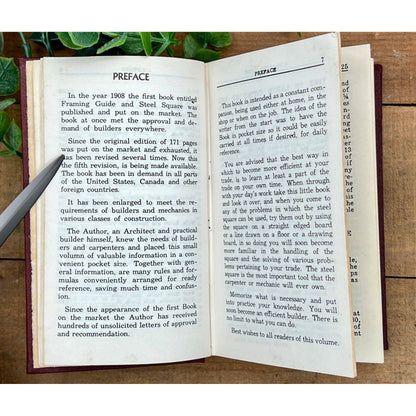Vintage 1970s "A Framing Guide & Steel Square" Book by Sigmon with Sargent 12” x 8” Steel Square - That’s My JAmm