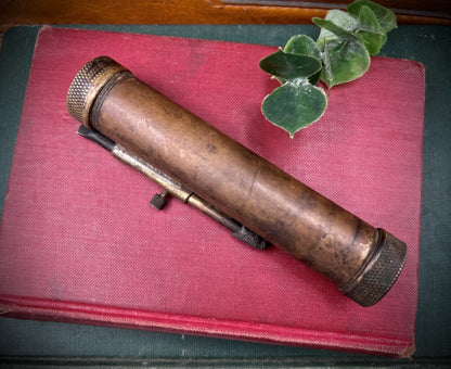 Vintage Solid Bronze Pocket Telescope Scope & Sight Level - Antique Brass Optic