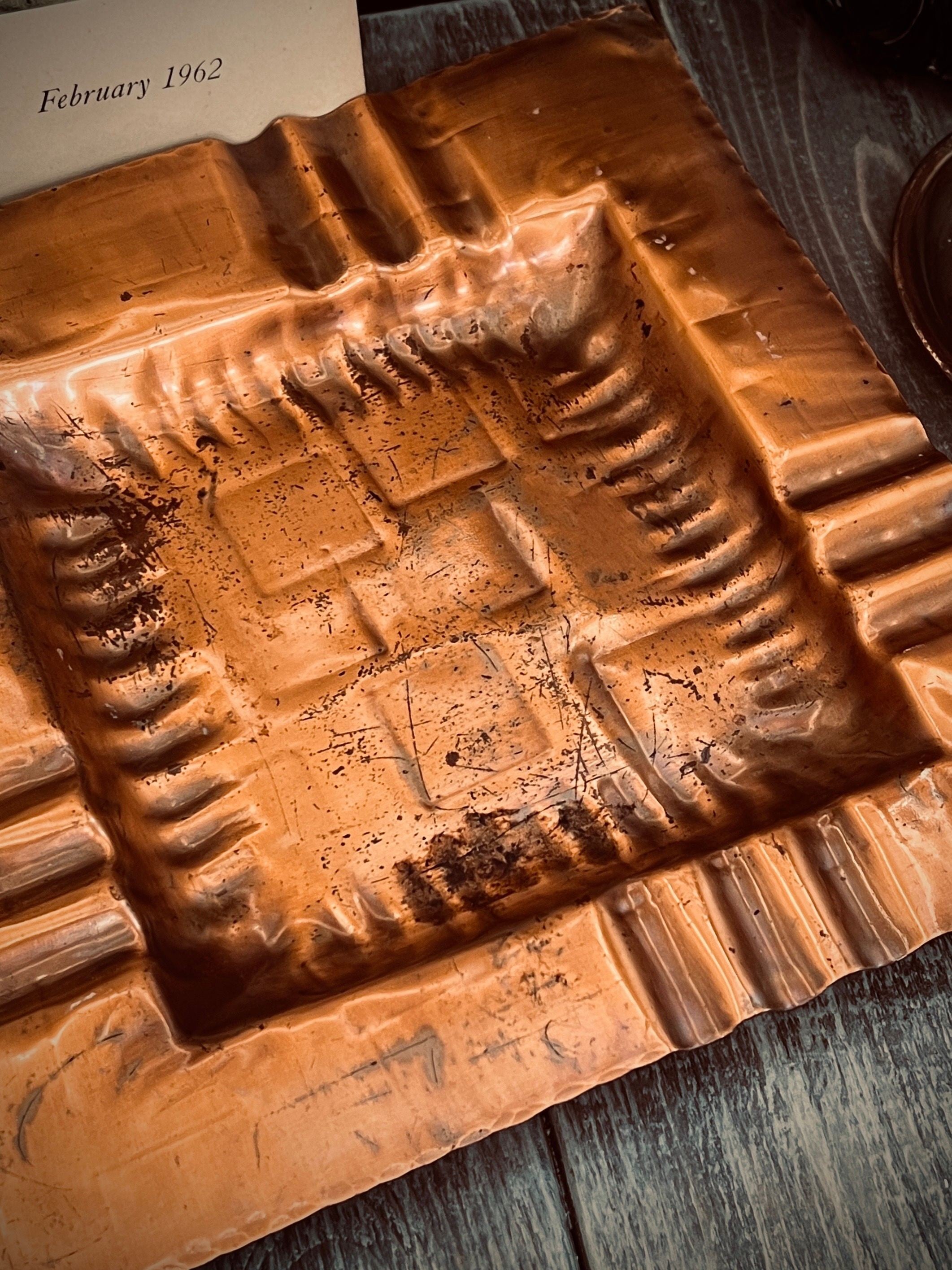 Vintage Gregorian Copper Tray No. 526 - Hand-Wrought Square Mid-Century Modern Ashtray / Catchall (8.5")