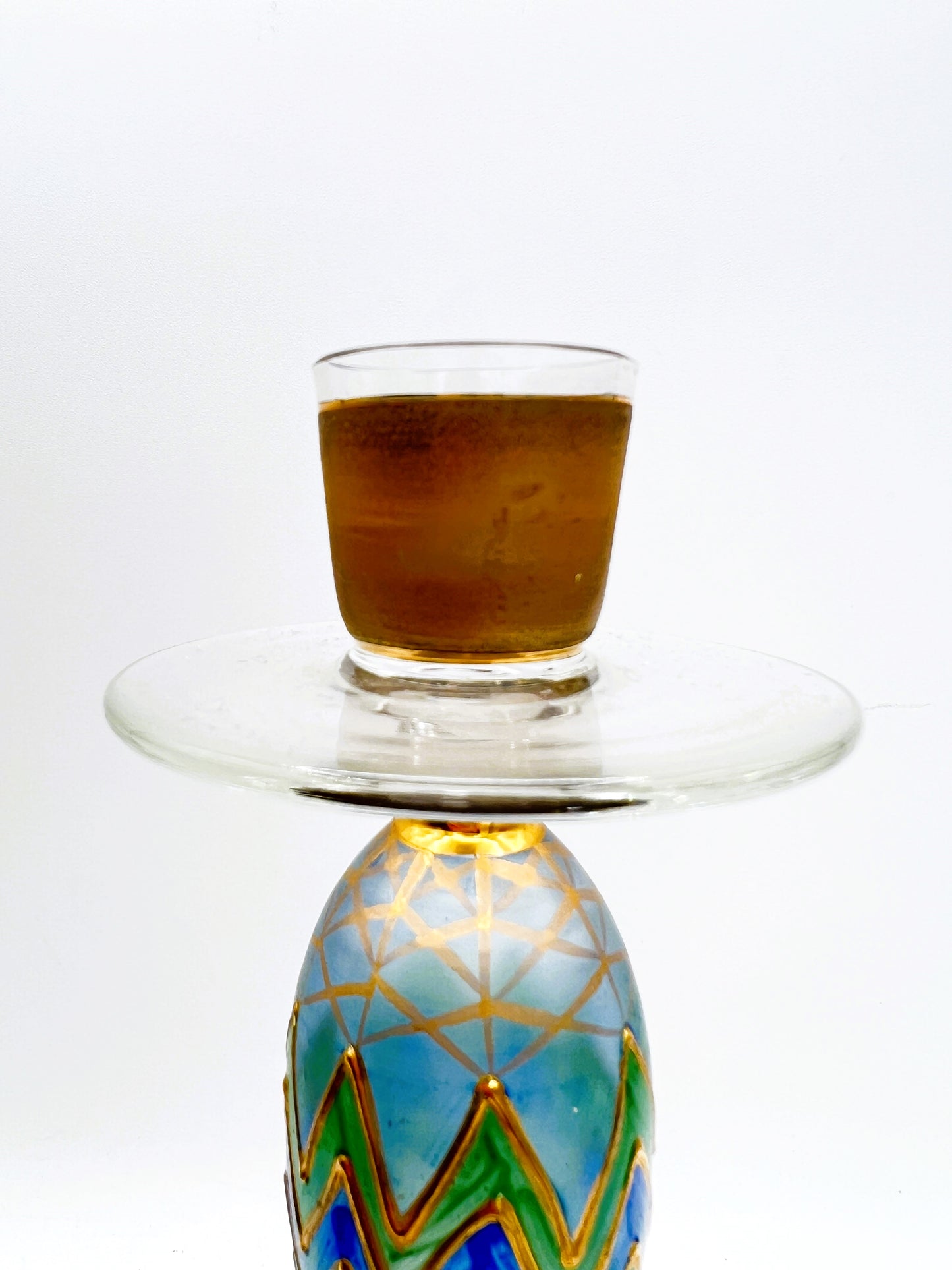 Nagel Hand-Painted Glass Candlestick - Vintage German Craftsmanship